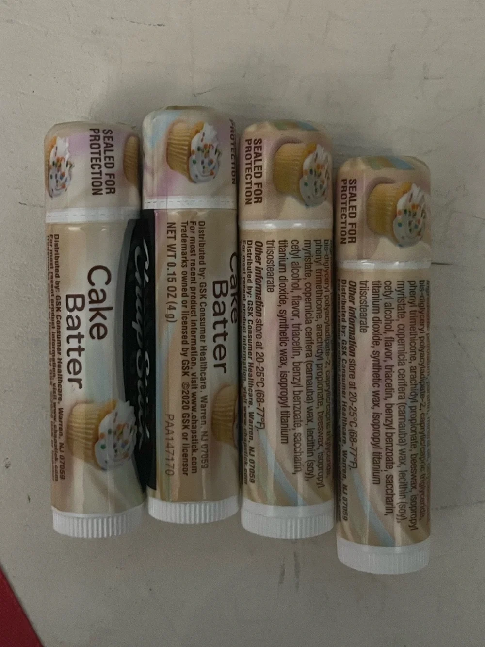Set of 4 ChapStick Cake Batter Limited Edition Flavored Lip Balm Tubes